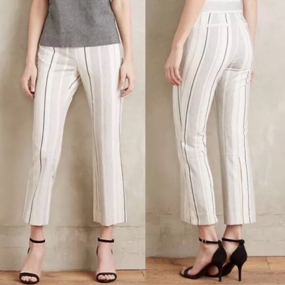 Anthropologie Ankle Flare Pants. Linen-Cotton Blend. - Picture 10 of 11